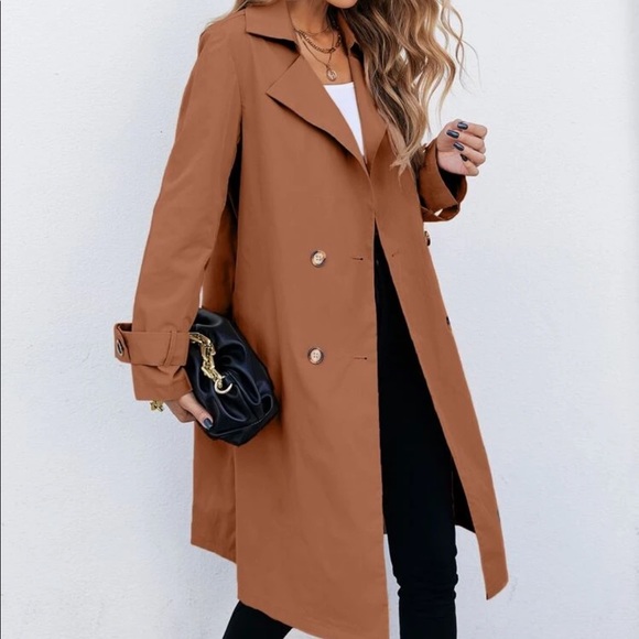 Brown lapel collar light weight trench coat - Picture 6 of 6